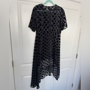 Zara Black High Low Polka Dot Dress